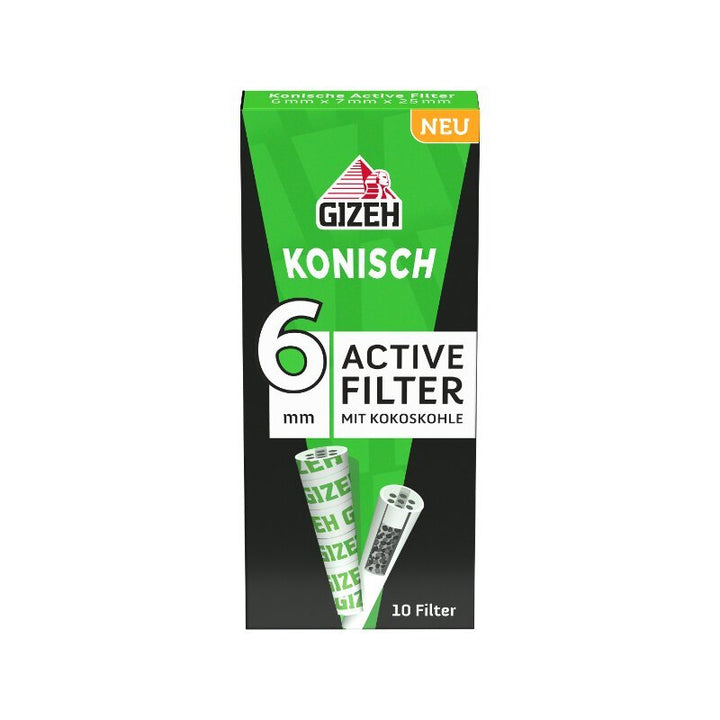 GIZEH konische Aktivkohlefilter Black 10 Stück Packung