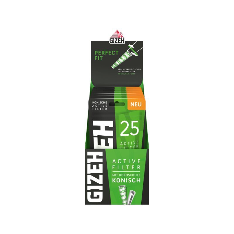 GIZEH Active Filter konisch Black Display mit 6 Bags