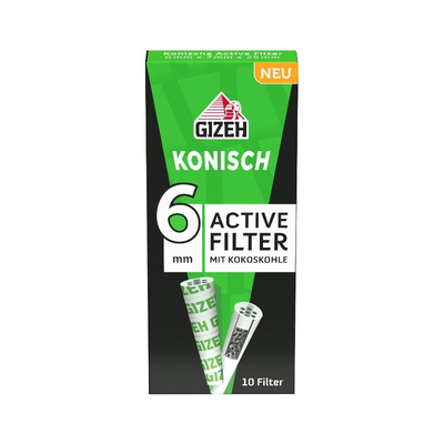GIZEH konische Aktivkohlefilter Black 10 Stück Packung