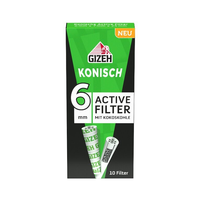 GIZEH konische Aktivkohlefilter Black 10 Stück Packung