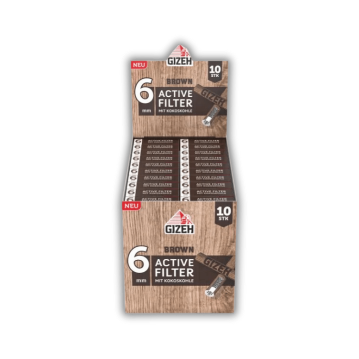 GIZEH Brown Active Filter 6mm Display mit 20 Packungen