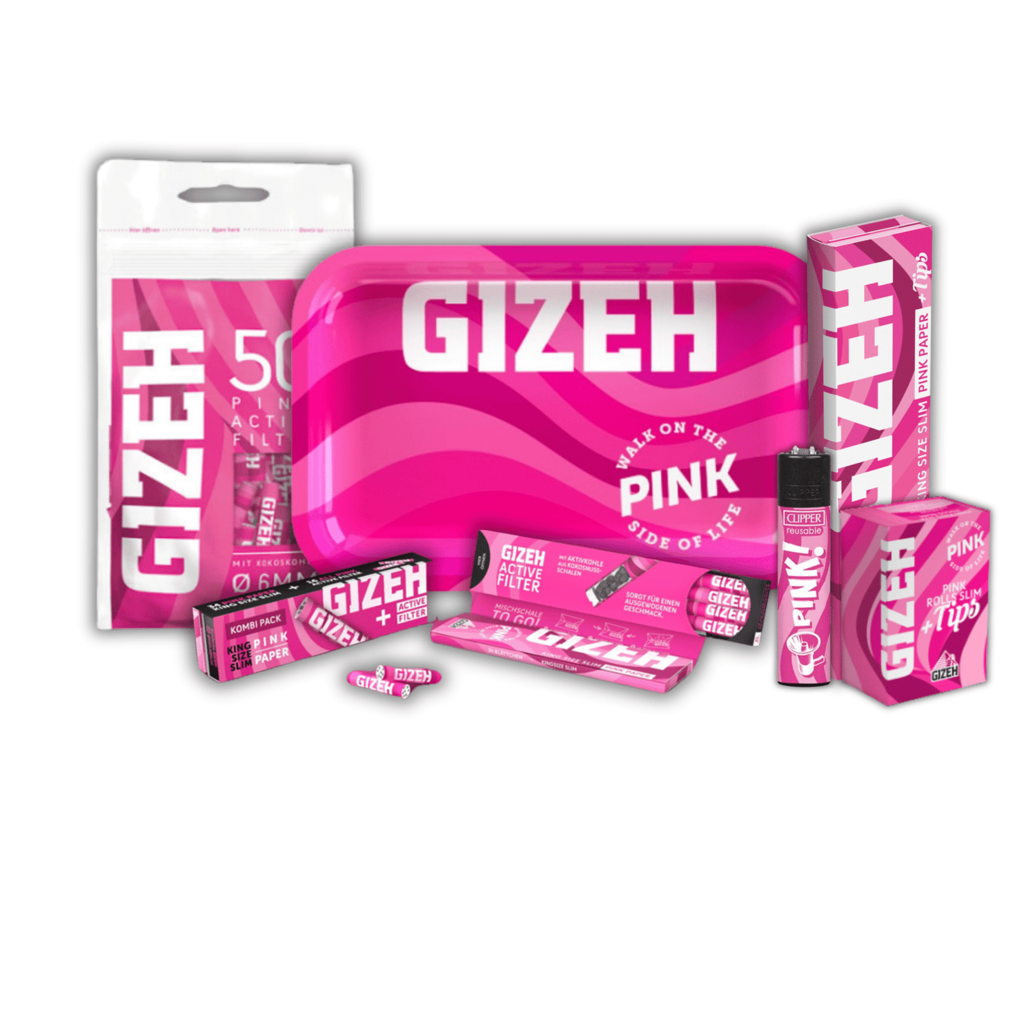 GIZEH All Pink Bundle mit Filters, Papers und Tray