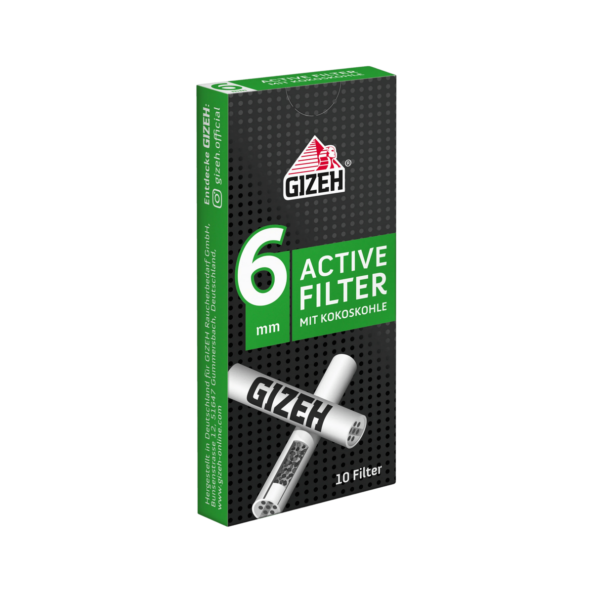 GIZEH Black Active Aktivkohlefilter 6 mm schräge Ansicht