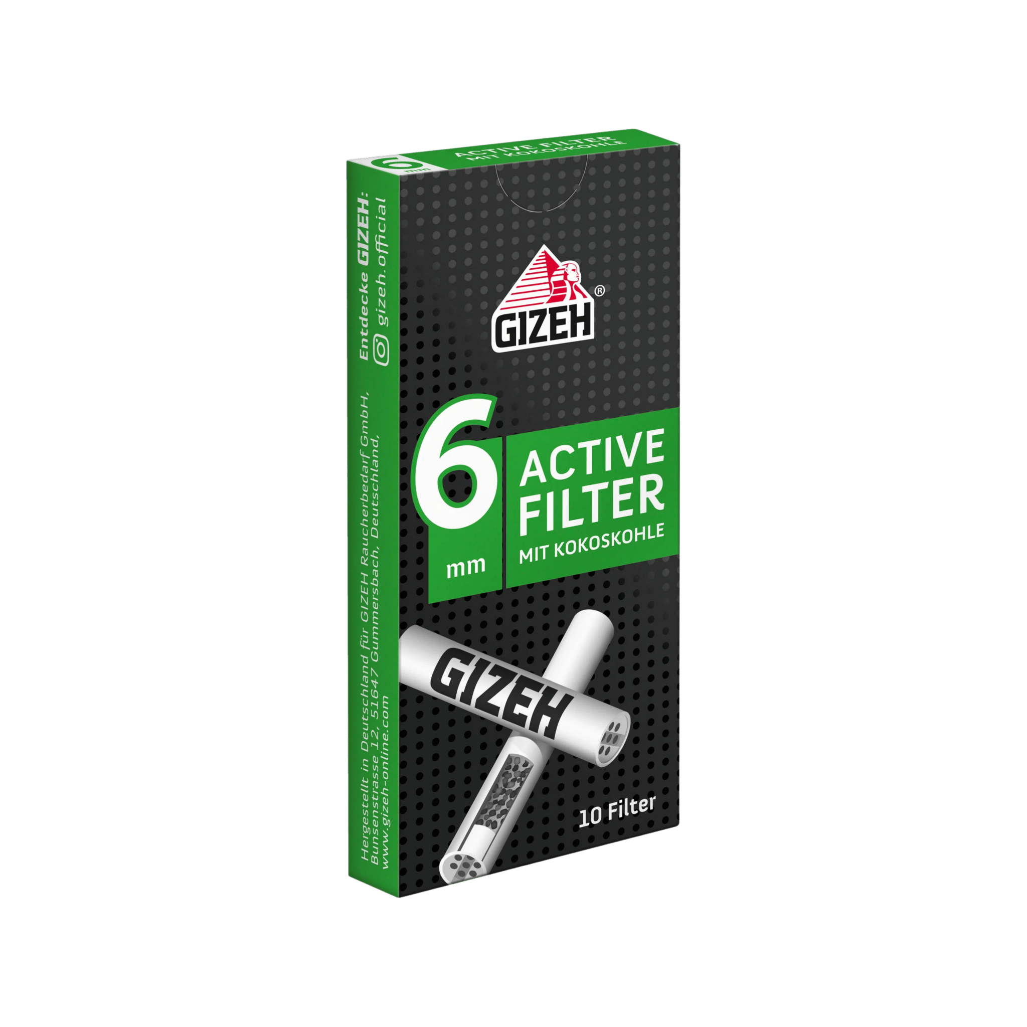 GIZEH Black Active Aktivkohlefilter 6 mm schräge Ansicht