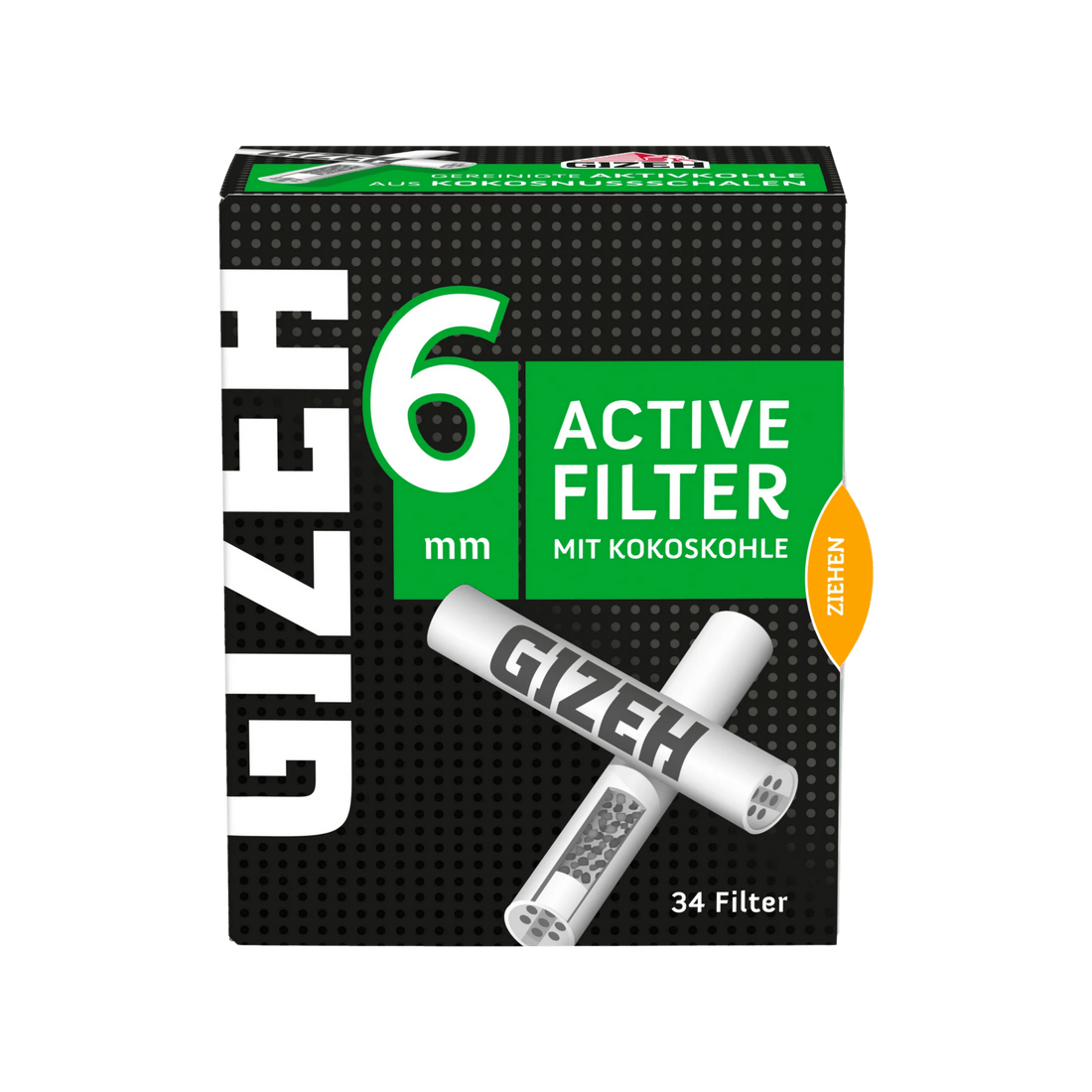 GIZEH Black Active Filter 6 mm Aktivkohlefilter 34 Stück Packung
