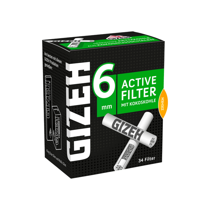 Detailansicht GIZEH Black Active Filter 6 mm mit Keramikkappen