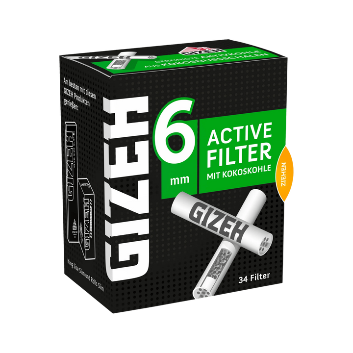 Detailansicht GIZEH Black Active Filter 6 mm mit Keramikkappen