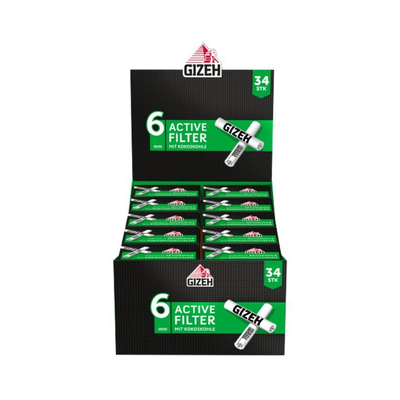 GIZEH Black Active Filter 6 mm Display mit 34er Packs