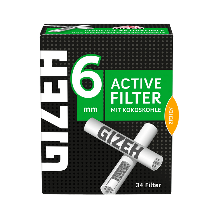 GIZEH Black Active Filter 6 mm Aktivkohlefilter 34 Stück Packung