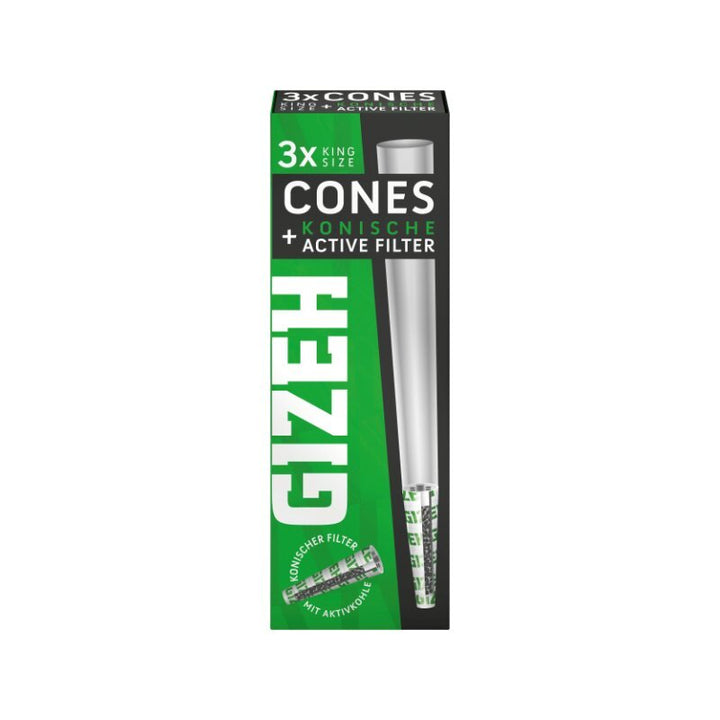 GIZEH Black Cones mit konischem Aktivkohlefilter, 3 Stück