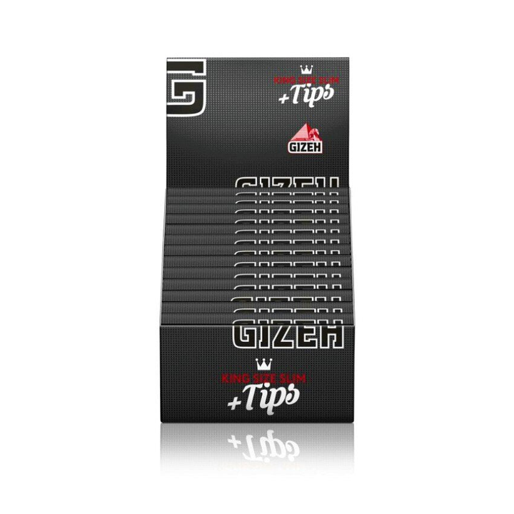 GIZEH Black King Size Slim + Tips Display mit Kombi-Heftchen