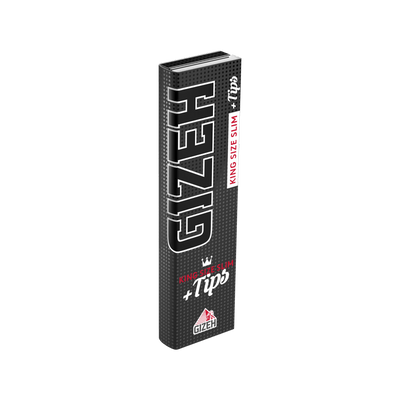 Geöffnetes GIZEH Black King Size Slim + Tips Heft mit Longpapers und Tips