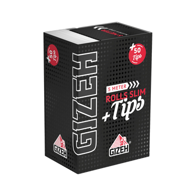 GIZEH Black Rolls Slim + Tips 5 m mit abgerolltem King Size Slim Papier