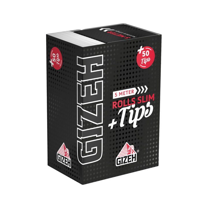 GIZEH Black Rolls Slim + Tips 5 m mit abgerolltem King Size Slim Papier