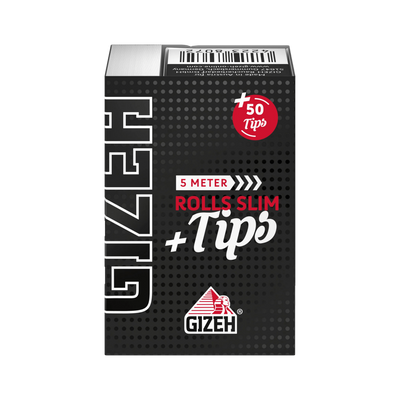 GIZEH Black Rolls Slim + Tips 5 m King Size Slim Packung Vorderansicht