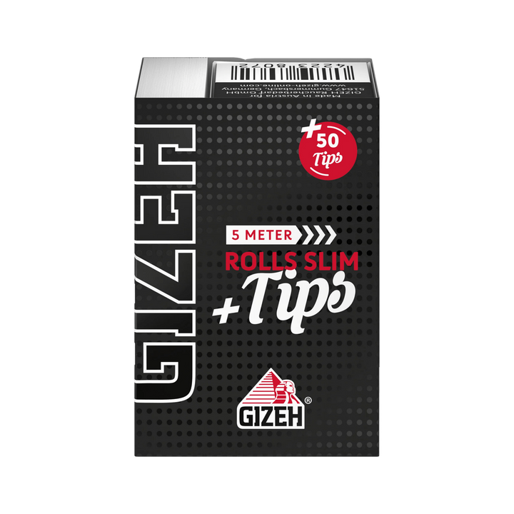 GIZEH Black Rolls Slim + Tips 5 m King Size Slim Packung Vorderansicht