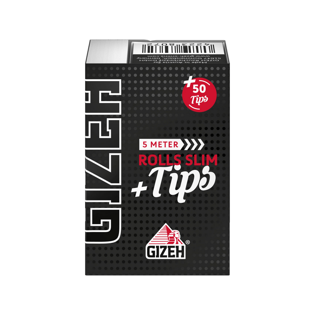 GIZEH Black Rolls Slim + Tips 5 m King Size Slim Packung Vorderansicht