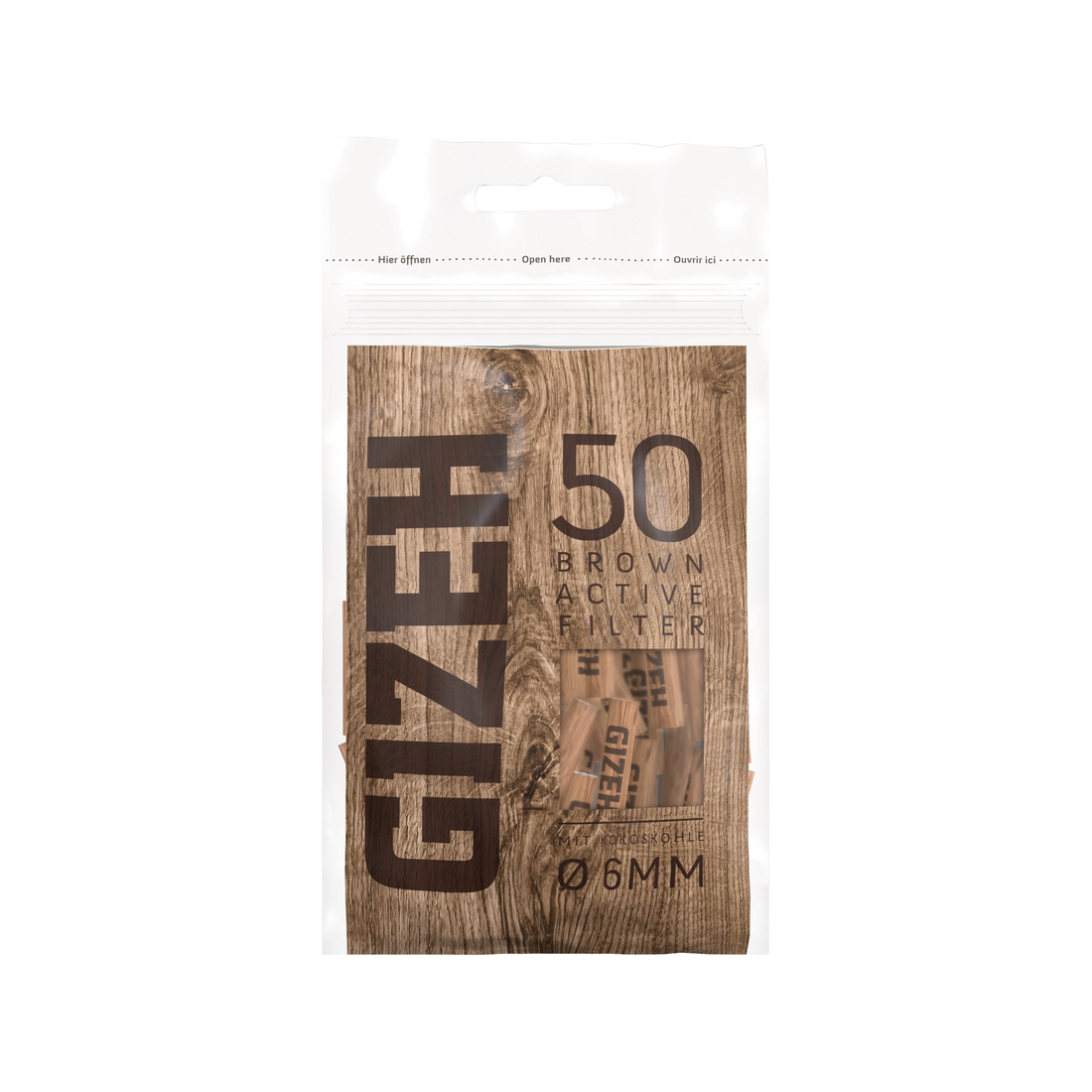 GIZEH Brown Active Aktivkohlefilter 6 mm Beutel 50 Stück
