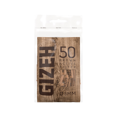 GIZEH Brown Active Aktivkohlefilter 6 mm Beutel 50 Stück