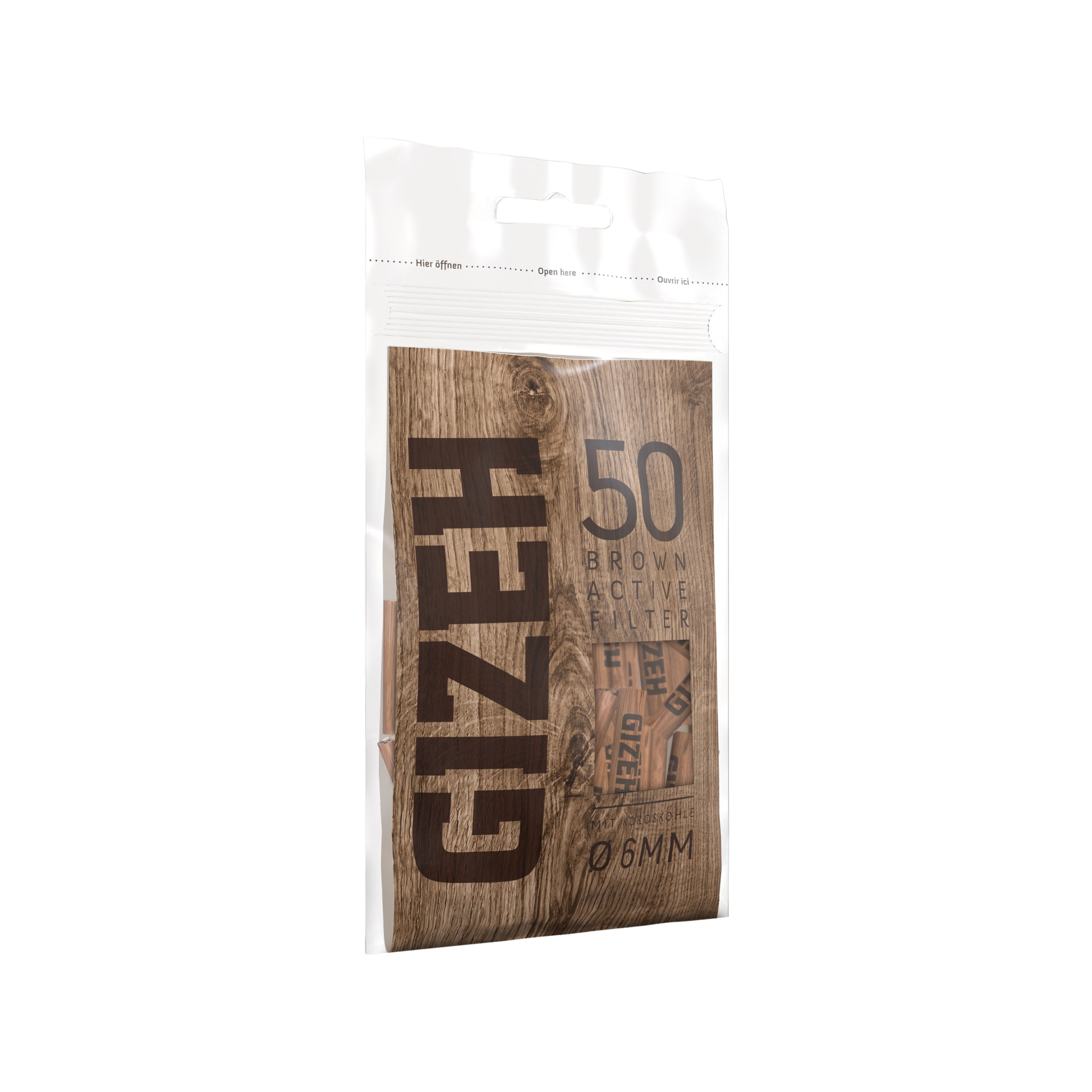 GIZEH Brown Active Filter 6 mm schräge Packungsansicht
