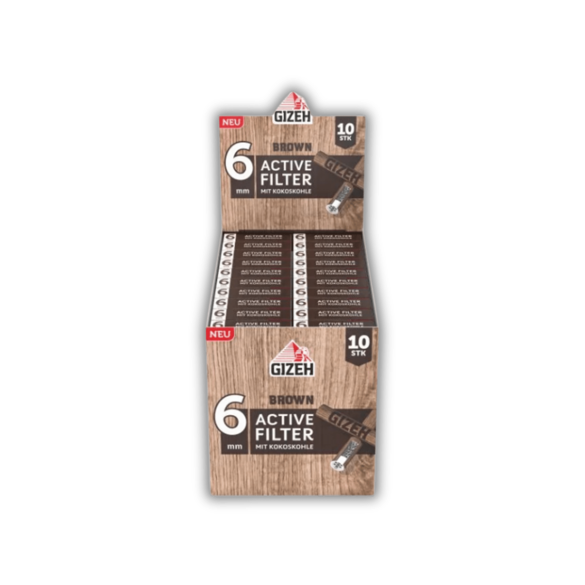 GIZEH Brown Active Filter 6mm Display mit 20 Packungen