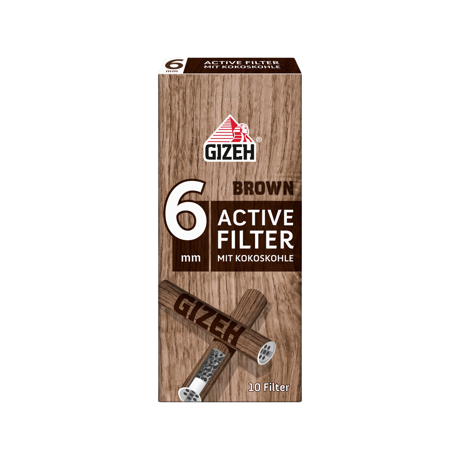 GIZEH Brown Active Filter 6mm Packung mit 10 Filtern