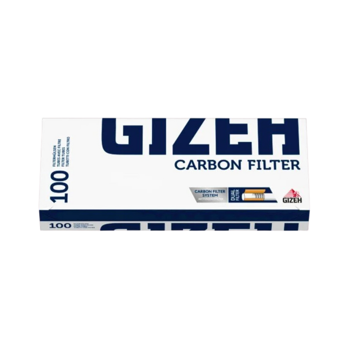 GIZEH Carbon Filterhülsen 100 Stück Box mit Aktivkohlefilter
