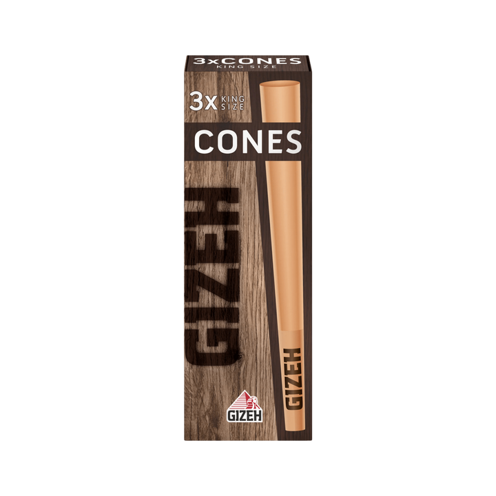 GIZEH Cones Brown King Size 3 Stück Packung Vorderansicht