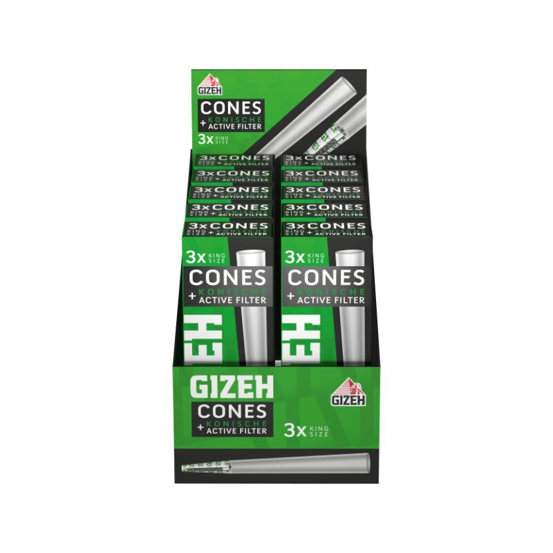 GIZEH - Cones + Kon. Active Filter - Black - 3 Stück kaufen bei rauchwerk.ch