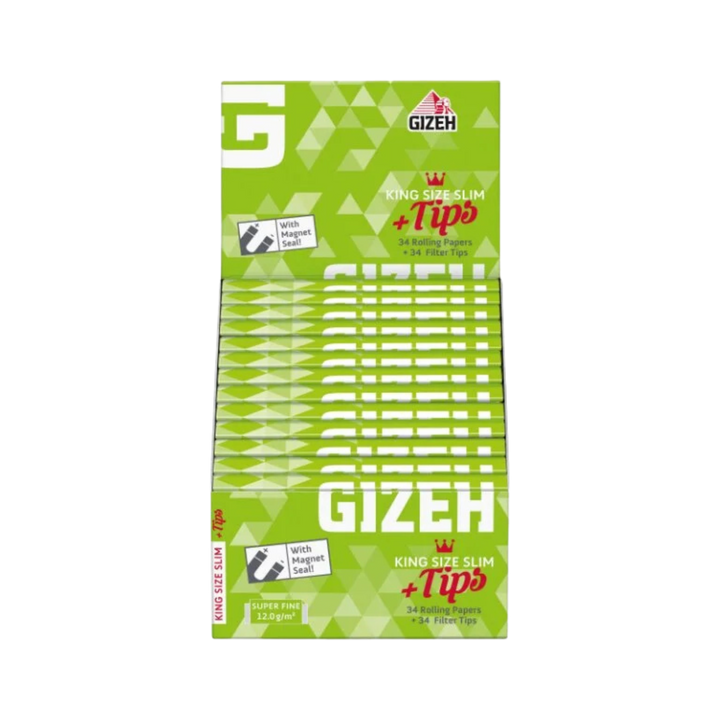 GIZEH King Size Slim + Tips Display mit 26 Heftchen