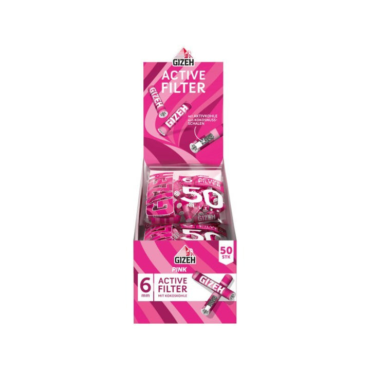 GIZEH Pink Active Filter 6 mm Display mit Beuteln