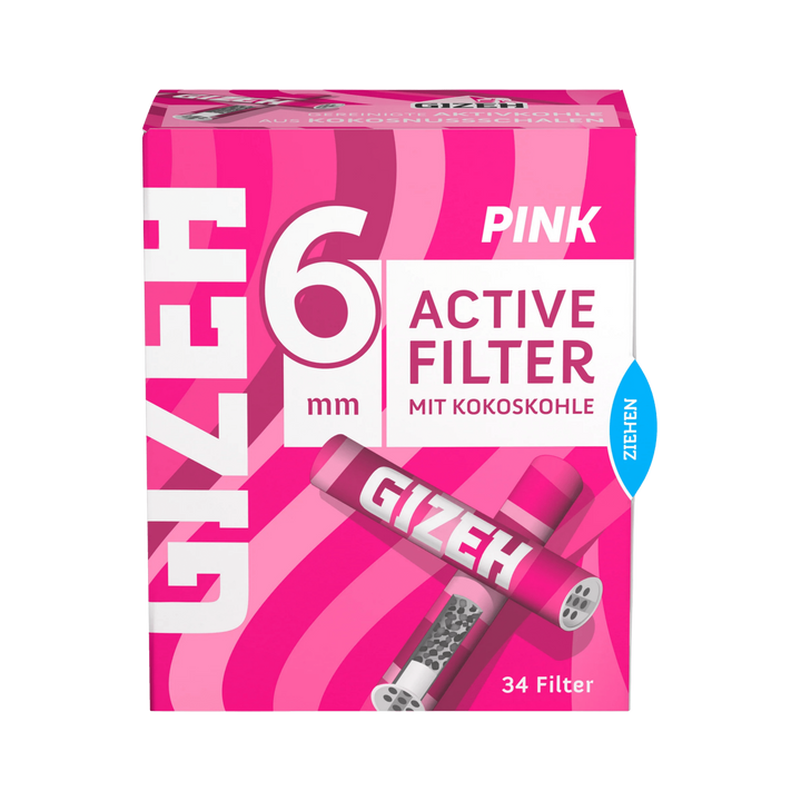 GIZEH Pink Active Aktivkohlefilter 6 mm 34 Stück Packung