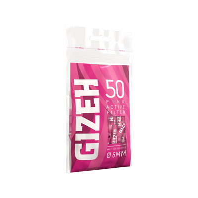 GIZEH Pink Active Aktivkohlefilter 6 mm schräge Ansicht