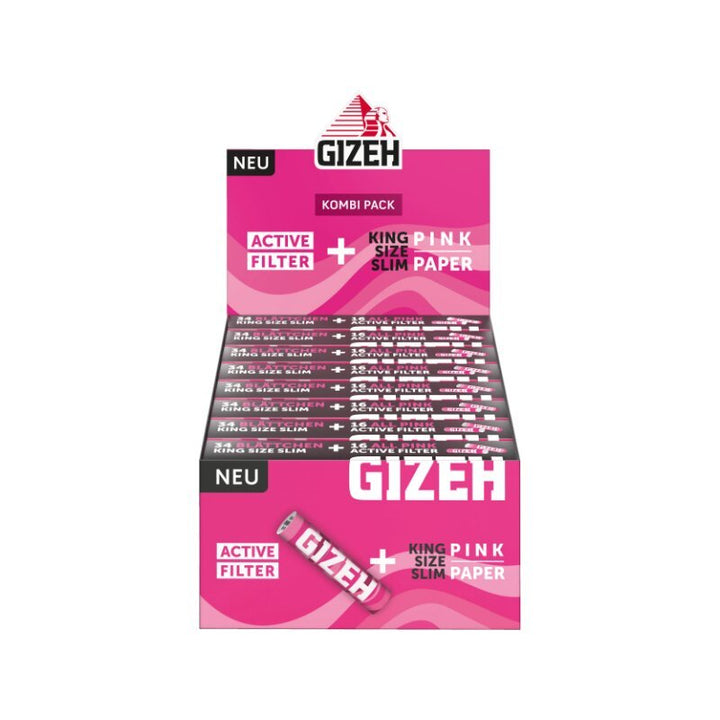 GIZEH Pink King Size Slim + Active Filter Display 16