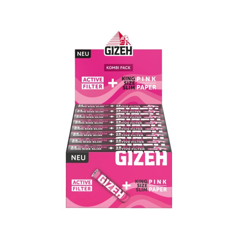 GIZEH Pink King Size Slim + Active Filter Display 16