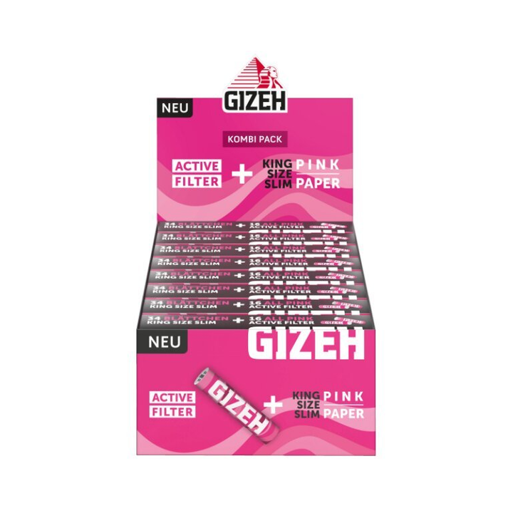 GIZEH Pink King Size Slim + Active Filter Display 16