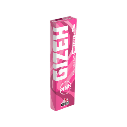 GIZEH Pink King Size Slim + Tips All Pink Heft in seitlicher Ansicht
