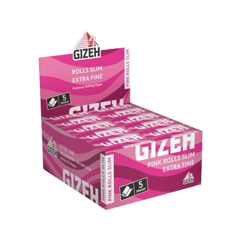 GIZEH Pink Rolls Slim Tips Display mit 20 Packungen