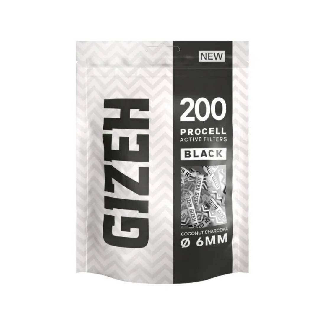 GIZEH ProCell Aktivkohlefilter 6mm Black, 200 Stück Bag