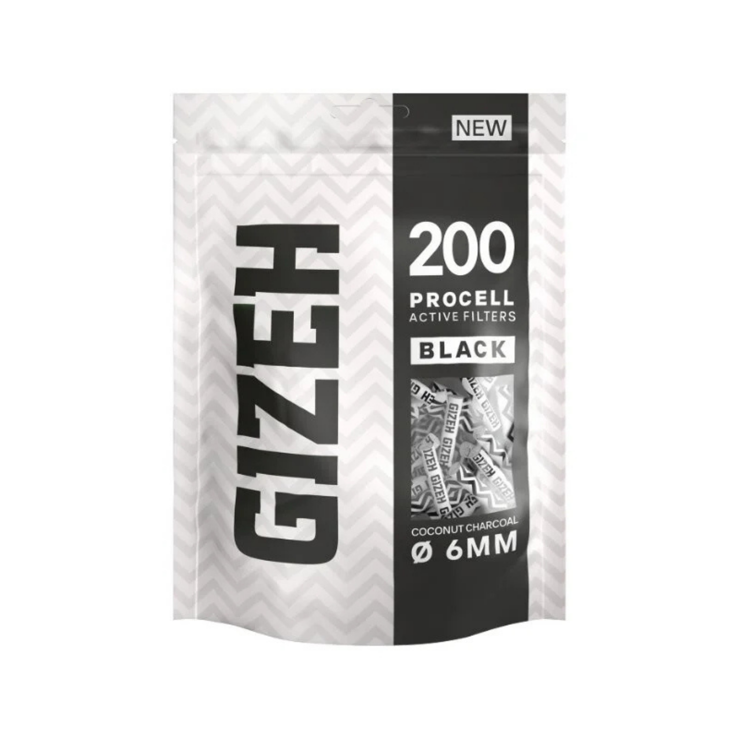 GIZEH ProCell Aktivkohlefilter 6mm Black, 200 Stück Bag
