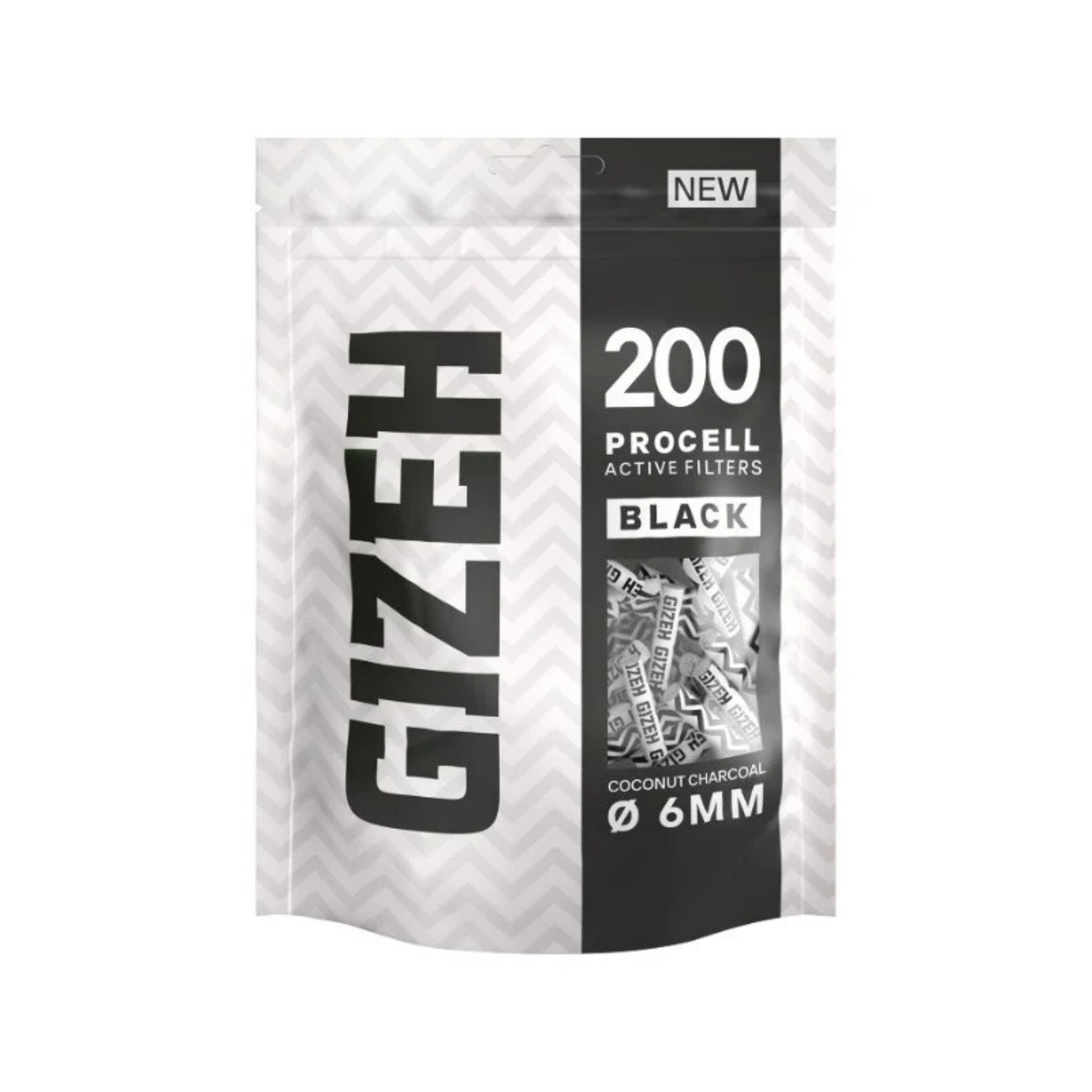 GIZEH ProCell Aktivkohlefilter 6mm Black, 200 Stück Bag