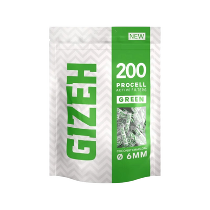 GIZEH ProCell Aktivkohlefilter 6 mm Green Bag 200 Stück