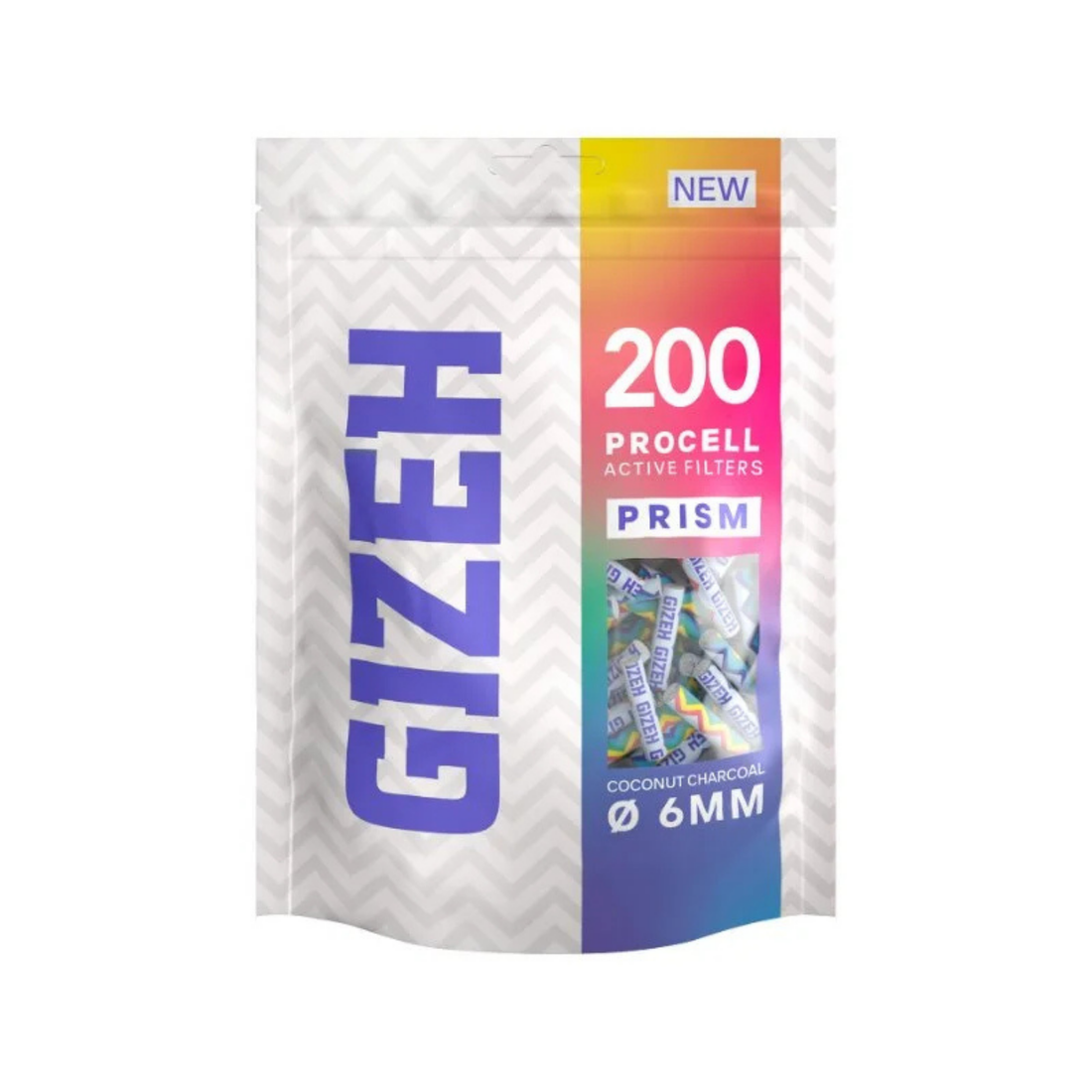 GIZEH ProCell Aktivkohlefilter 6mm Prism, 200 Stück Bag