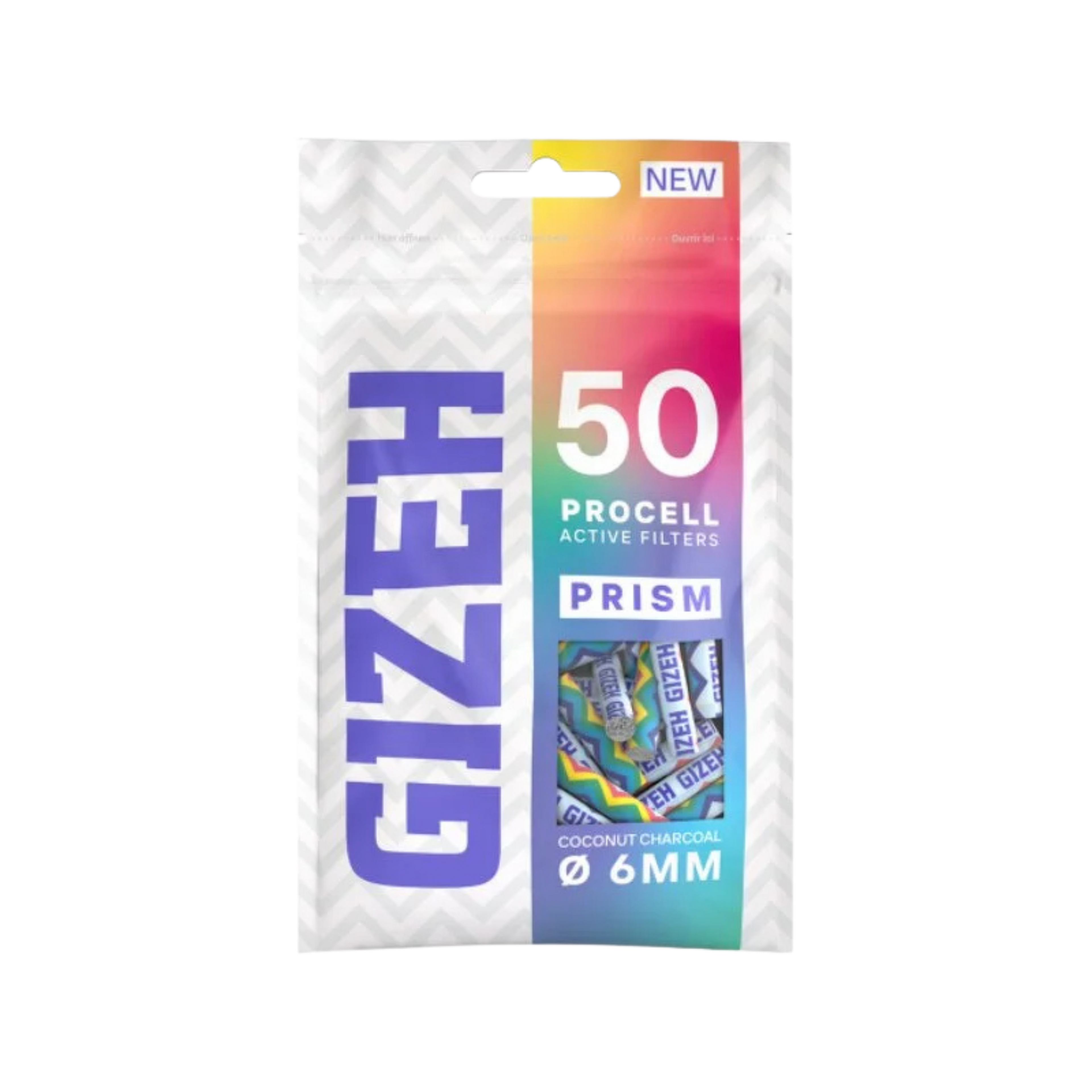 GIZEH ProCell Aktivkohlefilter 6 mm Prism Bag 50 Stück