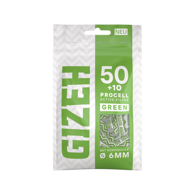 GIZEH ProCell Green 6mm Aktivkohlefilter Vorratspack mit 10 Beuteln à 50 Stück