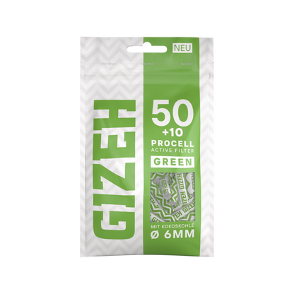 GIZEH ProCell Green 6mm Aktivkohlefilter Vorratspack mit 10 Beuteln à 50 Stück