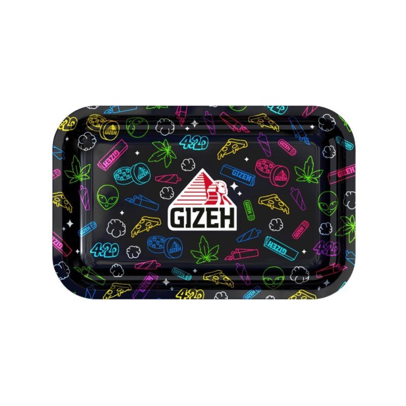 GIZEH Rolling Tray Comic black Medium 27,5 x 17,5 cm Metalltablett