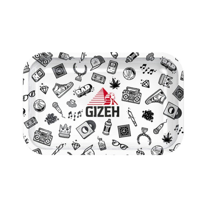 GIZEH Rolling Tray Comic white Medium 27,5 x 17,5 cm Metalltablett