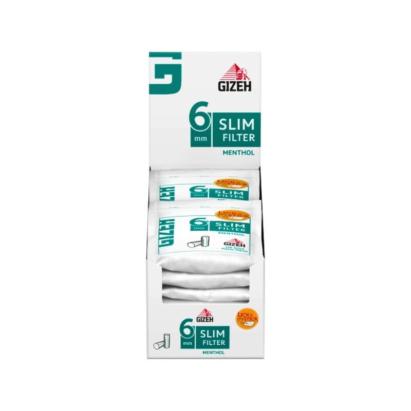GIZEH Slim Filter Menthol Display mit 10 Beuteln à 120 Stück