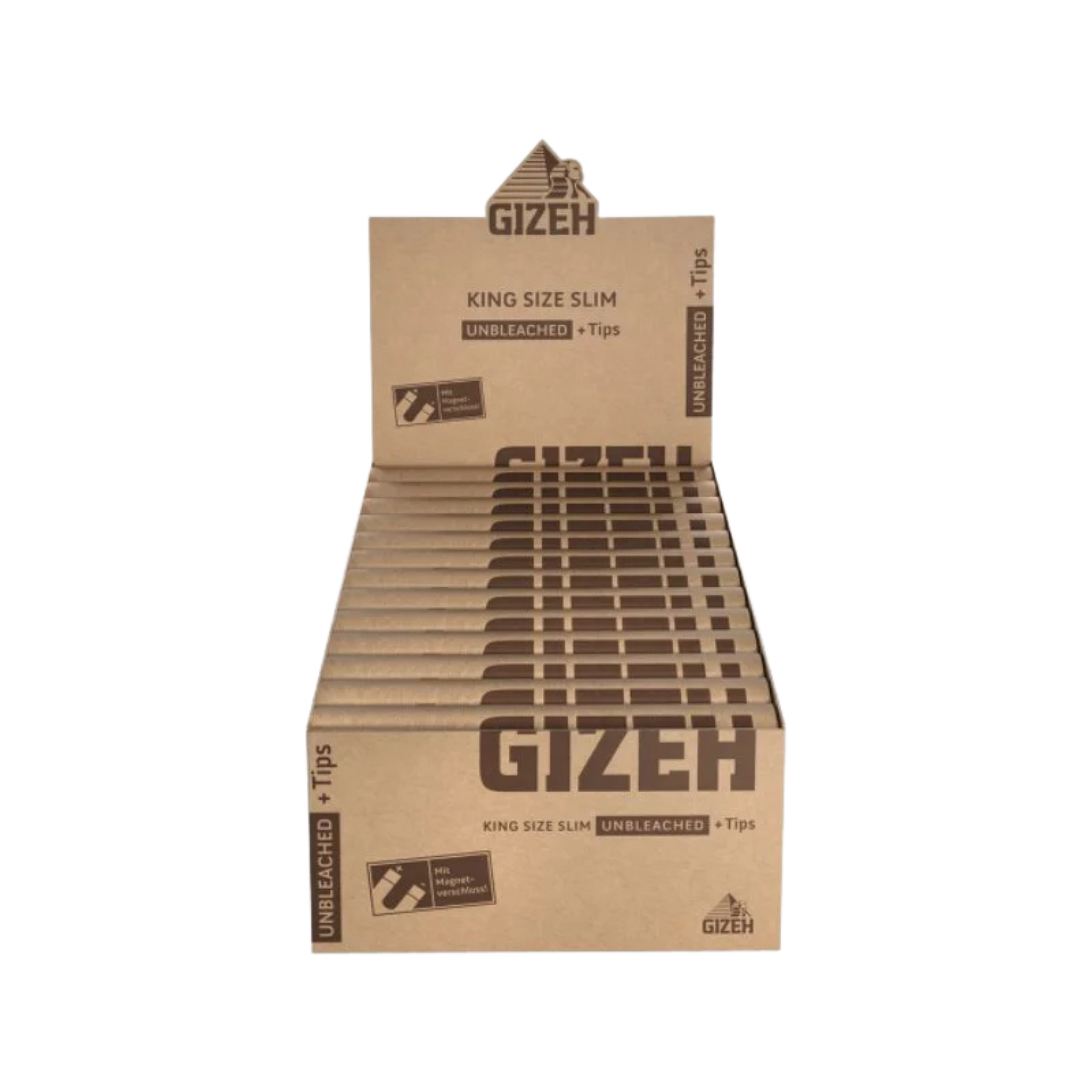 GIZEH Unbleached Display mit 26 Packungen King Size Slim